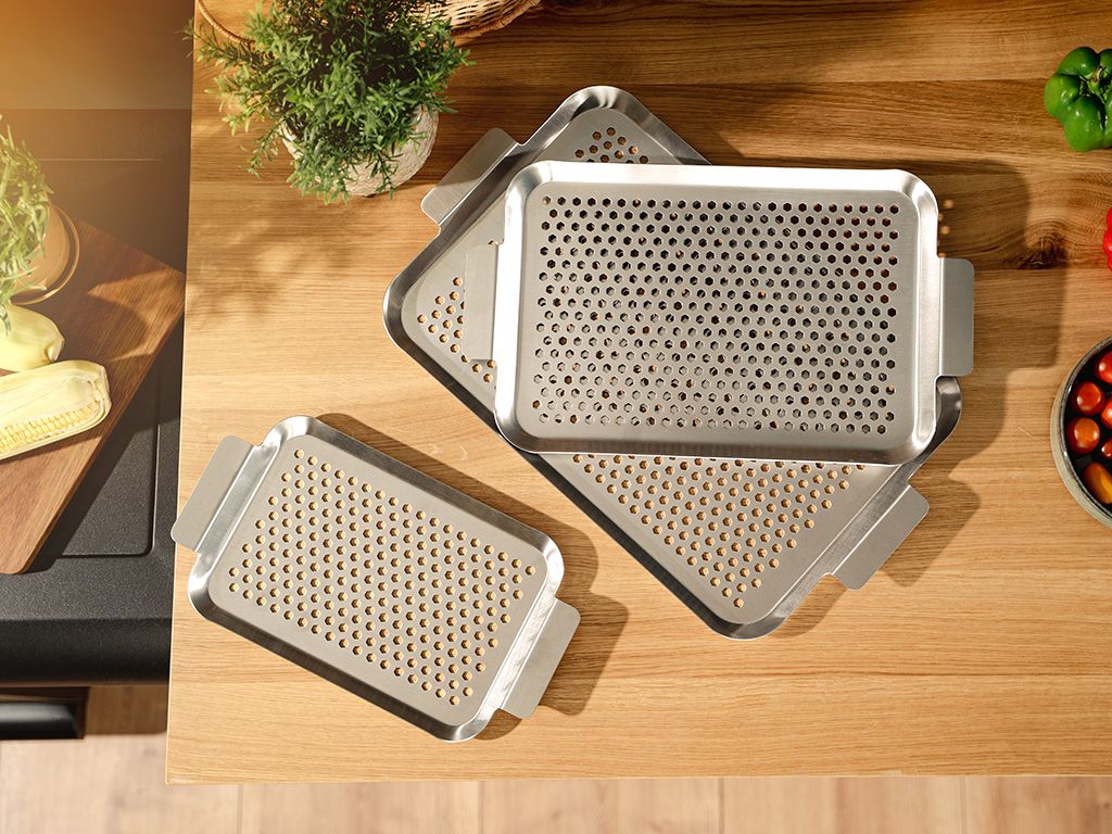 BBQ-BAKKE I RUSTFRIT STÅL 33×18 CM - 3