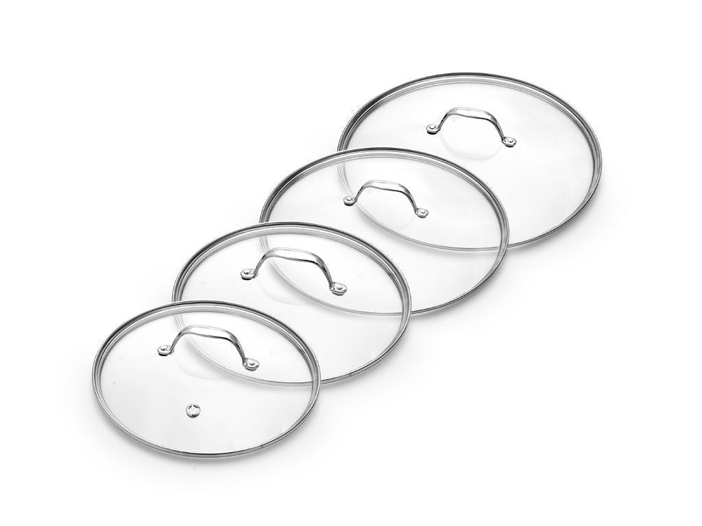 ZESTAW SZKLANYCH POKRYWEK 20/24/26/28 CM – 4 ELEMENTY - 1