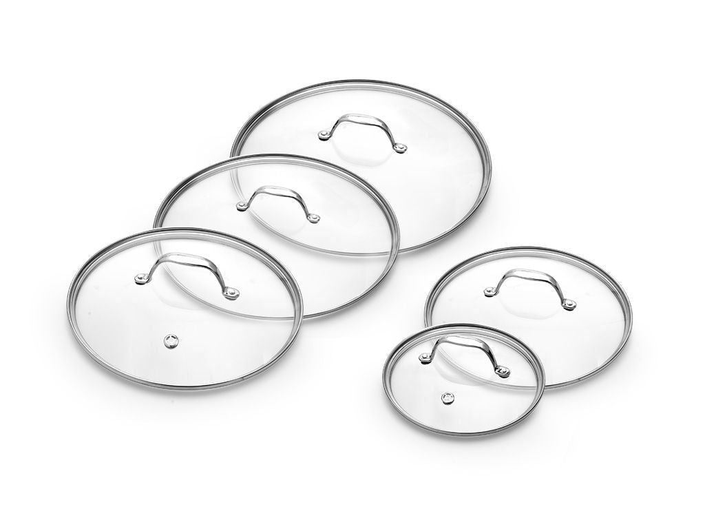 ZESTAW SZKLANYCH POKRYWEK 18/24/26/28/30 CM – 5 ELEMENTÓWZESTAW SZKLANYCH POKRYWEK 18/ 24/ 26/ 28/ 30 CM – 5 ELEMENTÓW - 1