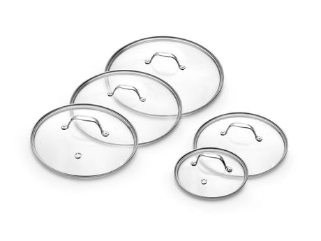 ZESTAW SZKLANYCH POKRYWEK 18/24/26/28/30 CM – 5 ELEMENTÓWZESTAW SZKLANYCH POKRYWEK 18/ 24/ 26/ 28/ 30 CM – 5 ELEMENTÓW - 1