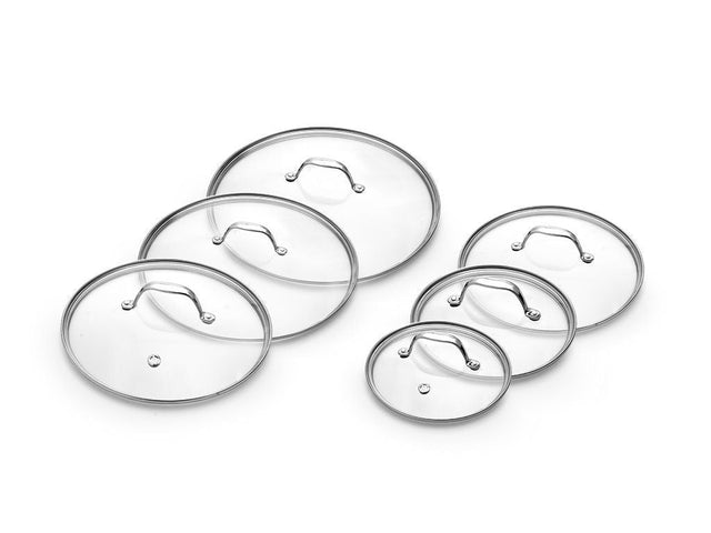ZESTAW SZKLANYCH POKRYWEK 18/20/24/26/28/30 CM – 6 ELEMENTÓW - 1