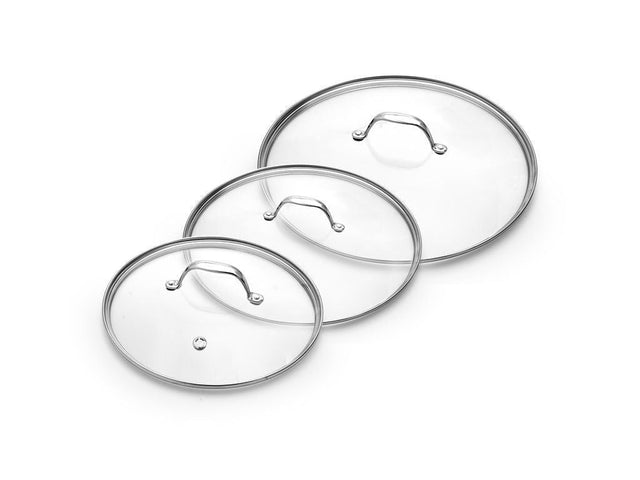 ZESTAW SZKLANYCH POKRYWEK 24/28/32 CM – 3 ELEMENTY - 1
