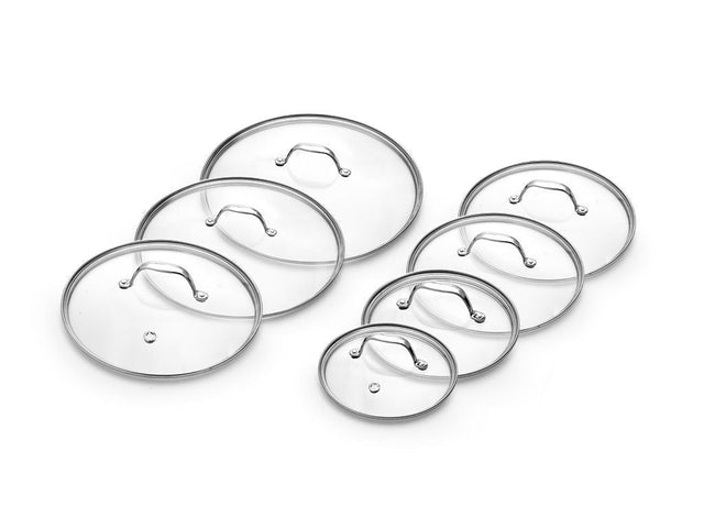 ZESTAW SZKLANYCH POKRYWEK 18/20/24/26/28/30/32 CM – 7 ELEMENTÓW - 1
