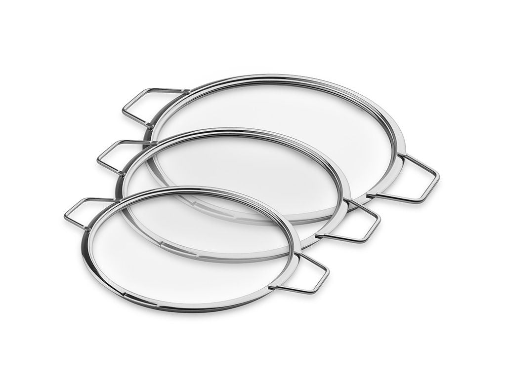 POKRYWKI SZKLANE DO UKŁADANIA W STOS – 24/ 26/ 28 CM – 3 SZTUKI - 1