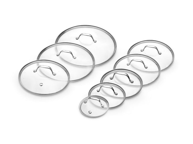 ZESTAW SZKLANYCH POKRYWEK 14/18/20/24/26/28/30/32 CM – 8 ELEMENTÓW - 1