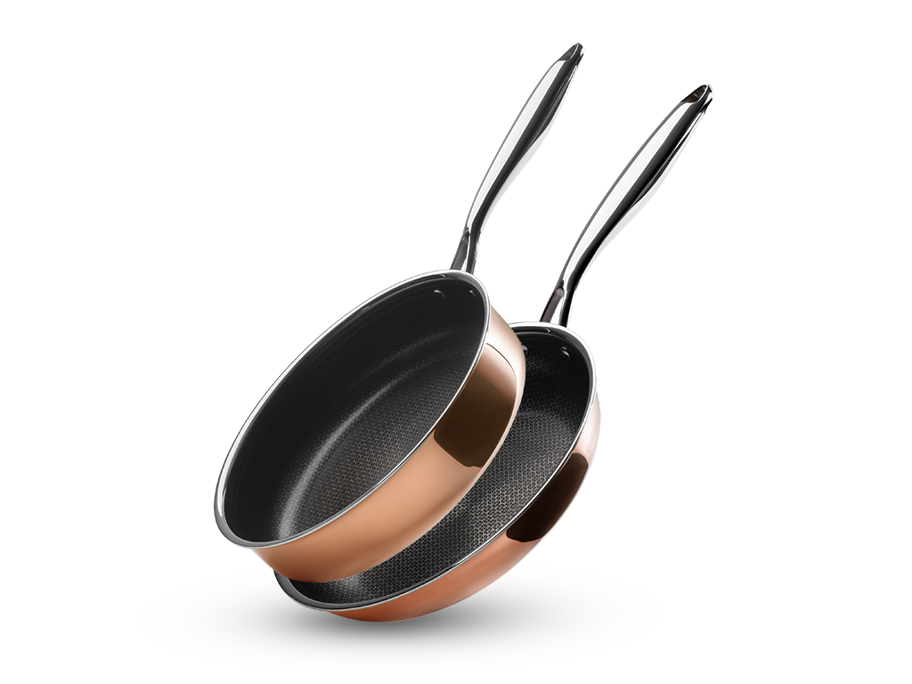 ZESTAW PATELNI+PATELNI SAUTÉ HYBRYDOWYCH NON-STICK MIEDZIANYCH - 2 CZĘŚCI - 1