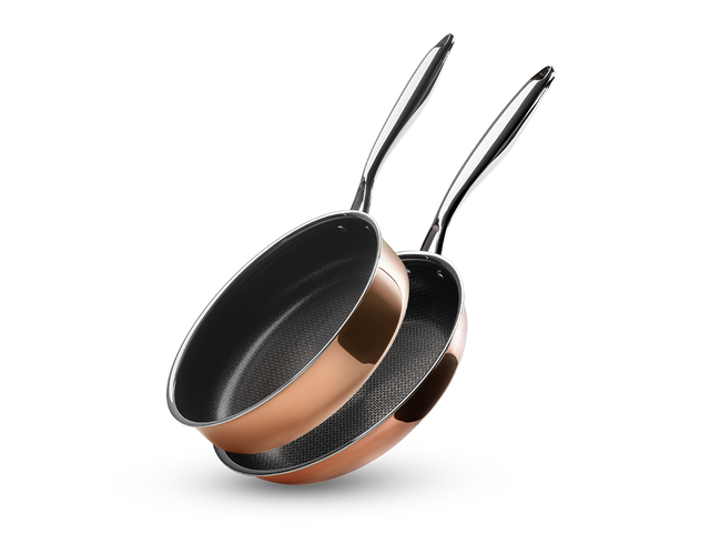 ZESTAW PATELNI+PATELNI SAUTÉ HYBRYDOWYCH NON-STICK MIEDZIANYCH - 2 CZĘŚCI - 1
