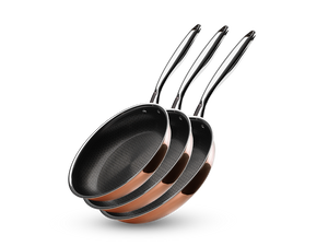 ZESTAW PATELNI HYBRYDOWYCH NON-STICK MIEDZIANYCH - 3 CZĘŚCI - 1