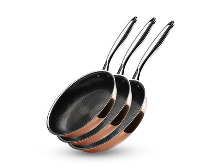 ZESTAW PATELNI HYBRYDOWYCH NON-STICK MIEDZIANYCH - 3 CZĘŚCI - 1