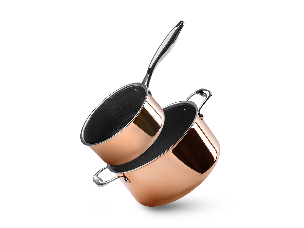 ZESTAW GARNKÓW HYBRYDOWYCH NON-STICK MIEDZIANYCH - 2 CZĘŚCI - 1