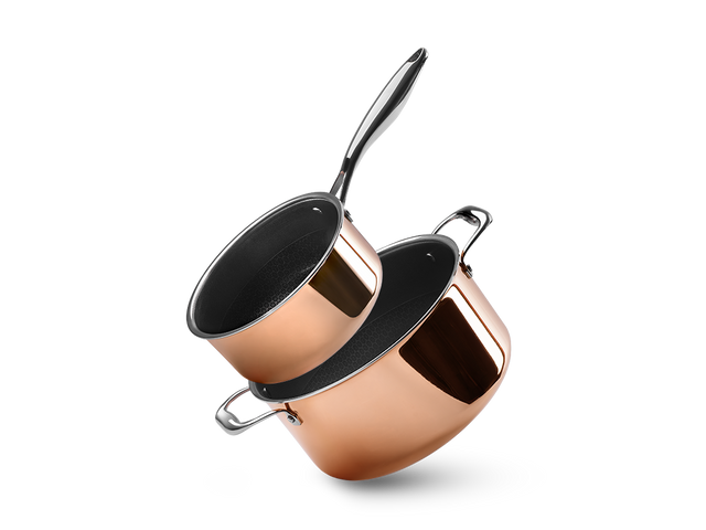 ZESTAW GARNKÓW HYBRYDOWYCH NON-STICK MIEDZIANYCH - 2 CZĘŚCI - 1