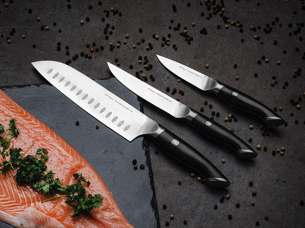 3-SZT ZESTAW NOŻY SANTOKU, UNIWERSALNY I OBIERACZKA