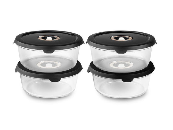 OKRĄGŁY SZKLANY POJEMNIK VACUUM – 1400 ML ZESTAW - 4-SZT