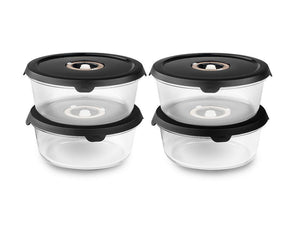 OKRĄGŁY SZKLANY POJEMNIK VACUUM – 1400 ML ZESTAW - 4-SZT - 1