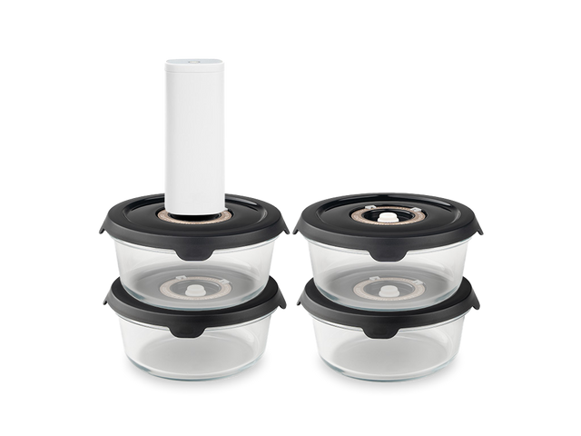 OKRĄGŁY SZKLANY POJEMNIK VACUUM – 635 ML ZESTAW - 4-SZT - 1