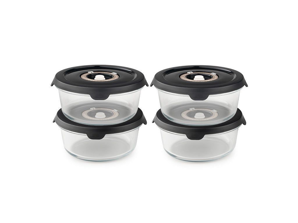 OKRĄGŁY SZKLANY POJEMNIK VACUUM – 635 ML ZESTAW - 4-SZT - 1