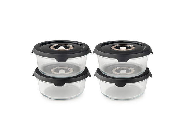 OKRĄGŁY SZKLANY POJEMNIK VACUUM – 635 ML ZESTAW - 4-SZT - 1