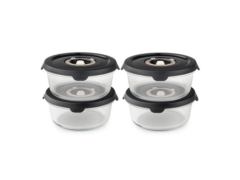 OKRĄGŁY SZKLANY POJEMNIK VACUUM – 635 ML ZESTAW - 4-SZT