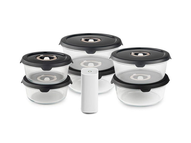 OKRĄGŁY SZKLANY POJEMNIK VACUUM ZESTAW – 6-SZT - 1