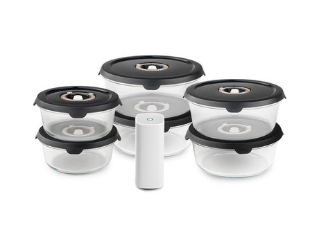 OKRĄGŁY SZKLANY POJEMNIK VACUUM ZESTAW – 6-SZT - 1