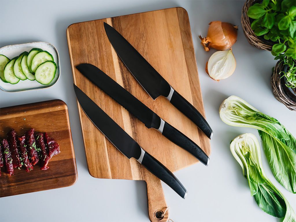 3-CZĘŚCIOWA ZESTAW NOŻY SZEF KUCHNI, DO KROJENIA I DO CHLEBA - 2